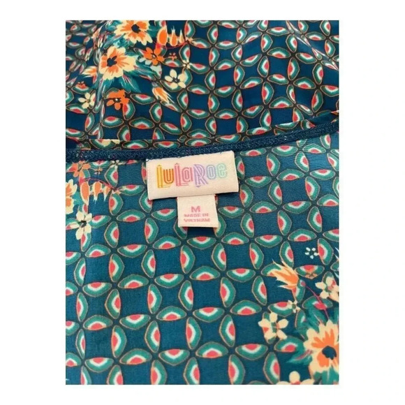 Lularoe Women’s Medium Joy Teal Floral Sleeveless Lightweight Tunic Vest - Picture 4 of 4